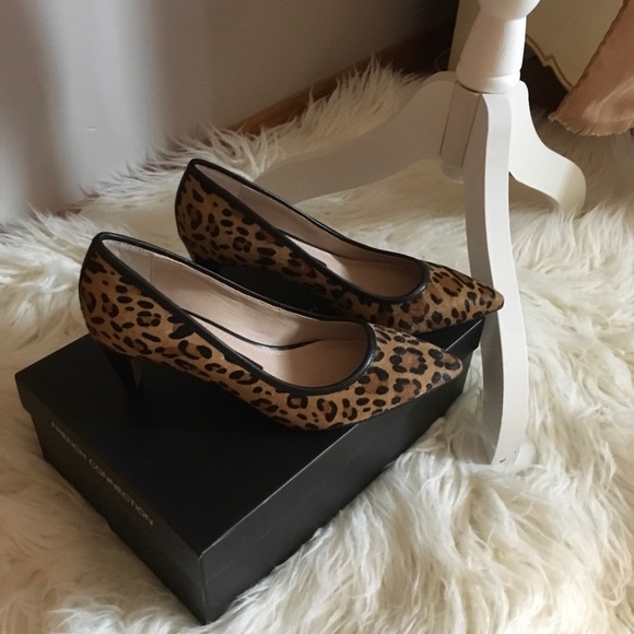 French Connection Shoes - French Connection Leopard calf hair kitten heel